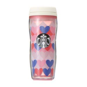 New Starbucks Japan Valentine's 2022 Tricolor Hearts All Over Tumbler Bottle